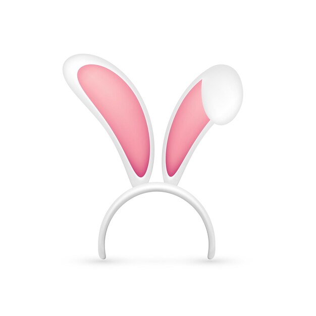 Vecteur oreilles de lapin de pâques masque rose et blanc avec oreille de lapin chapeau mignon de saison printemps avril mars vacances