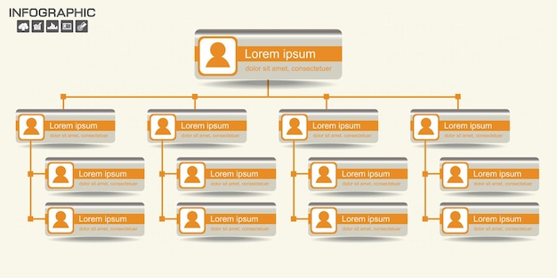 Organigramme de l'entreprise avec des icônes de gens d'affaires Illustration vectorielle