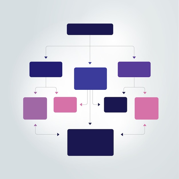 Vecteur organigramme d'infographie schéma d'ombres colorées