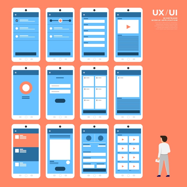 Organigramme Ux Ui. Concept D'application Mobile. Illustration