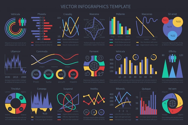 Organigrammes, Graphiques, Diagrammes Et éléments Chronologiques De Finances Modèle Infographie. Diagramme, Graphique Et Graphique De Vecteur Collection Finance Entreprise