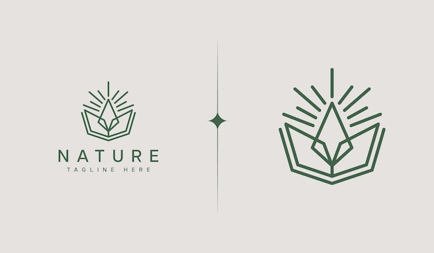 Organique Botanique Minimal Naturel Emblématique Décor Graphique Linéaire Simple Floral Logo Design Symbole Universel De Prime Créative Signe Vectoriel Icône Logo Modèle