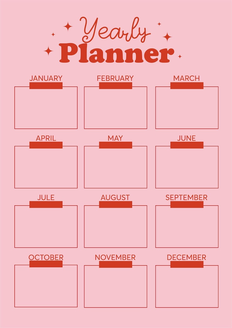 Vecteur organisateur de modèle de planificateur annuel vectoriel et calendrier avec mois