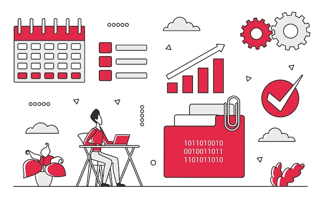 Vecteur organisateur de tâches de calendrier numérique