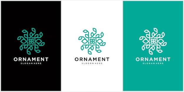 Ornement Abstrait Logo Icône Vecteur Feuille Ornement