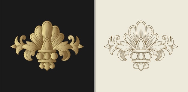 Ornement Baroque Avec De Beaux Motifs De Fleurs Et De Feuilles