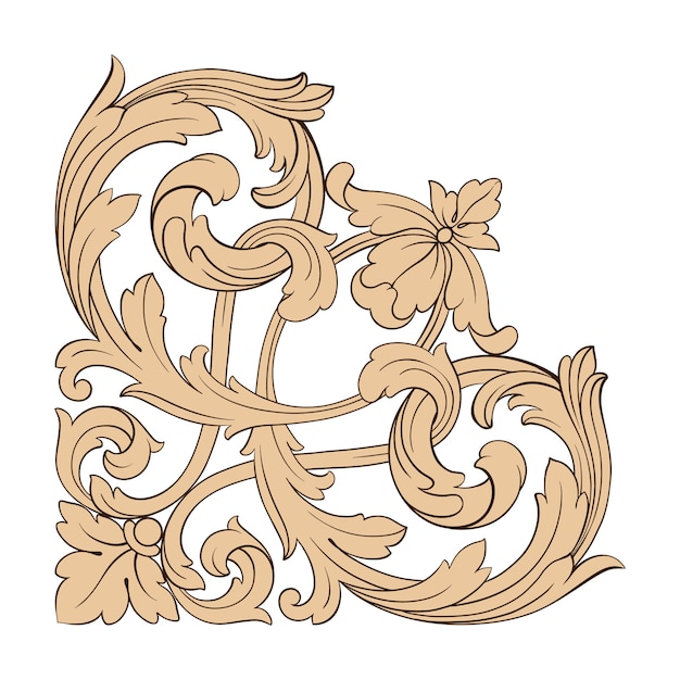 Vecteur ornement baroque classique. élément de design décoratif en filigrane.