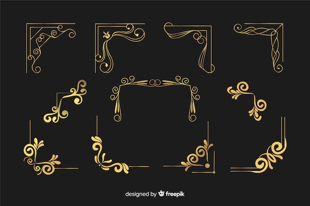 Ornement De Bordure Dorée Avec Collection De Formes Différentes