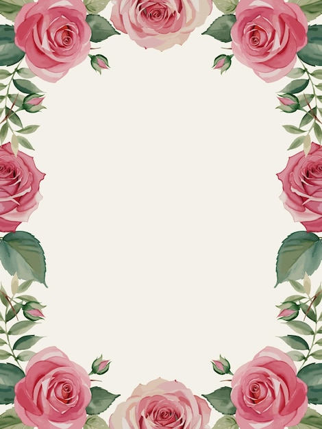 Vecteur un ornement de cadre floral de roses roses aquarelle pour le fond d'invitation