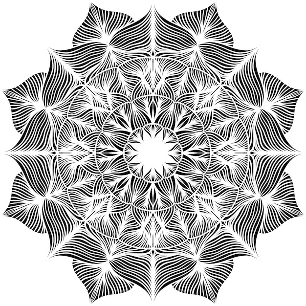 Ornement Carte Blanche Noire Avec Mandala. élément De Cercle Géométrique Réalisé En Vecteur.