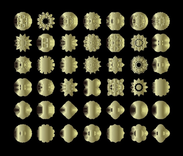 Ornement Circulaire Or Sur Fond Noir Motif Doré