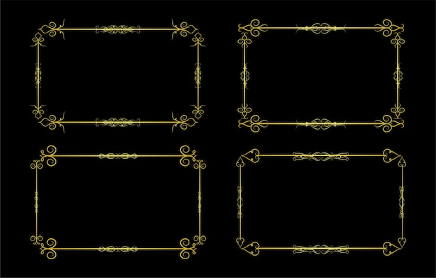 Ornement de collection d'éléments de bordures d'or Vector