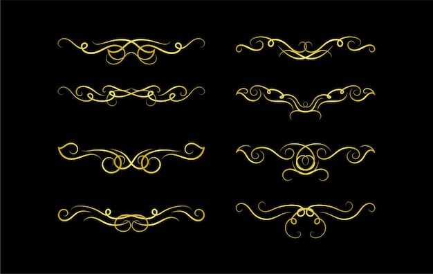 Ornement De Collection D'éléments De Bordures D'or Vector