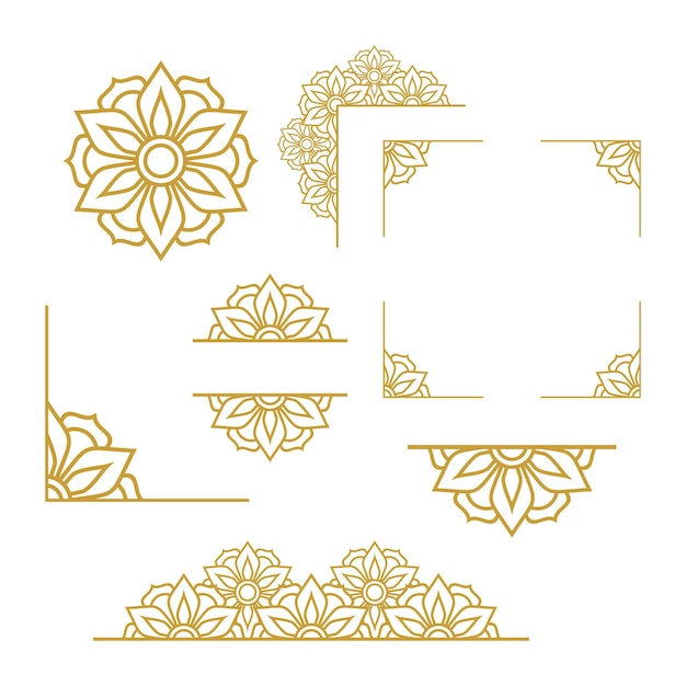 Ornement de conception vectorielle en or de cadre Mandala