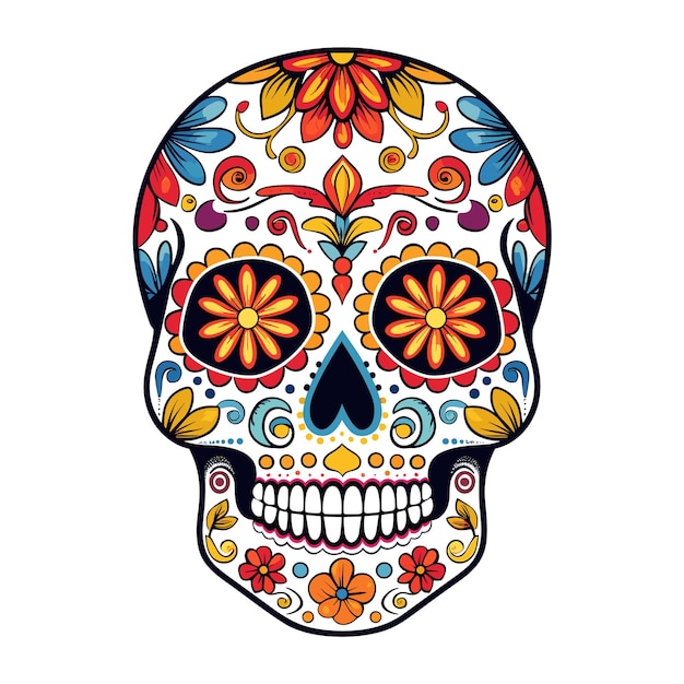 Vecteur ornement de couleurs de crâne mexicain illustration de dia de muertos