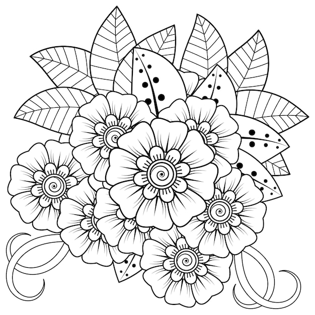 Ornement Décoratif Fleur Mehndi Dans Un Style Oriental Ethnique Doodle Ornement Contour Main Dessiner