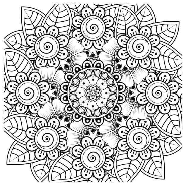 Ornement Décoratif Fleur Mehndi Dans Un Style Oriental Ethnique Doodle Ornement Contour Main Dessiner