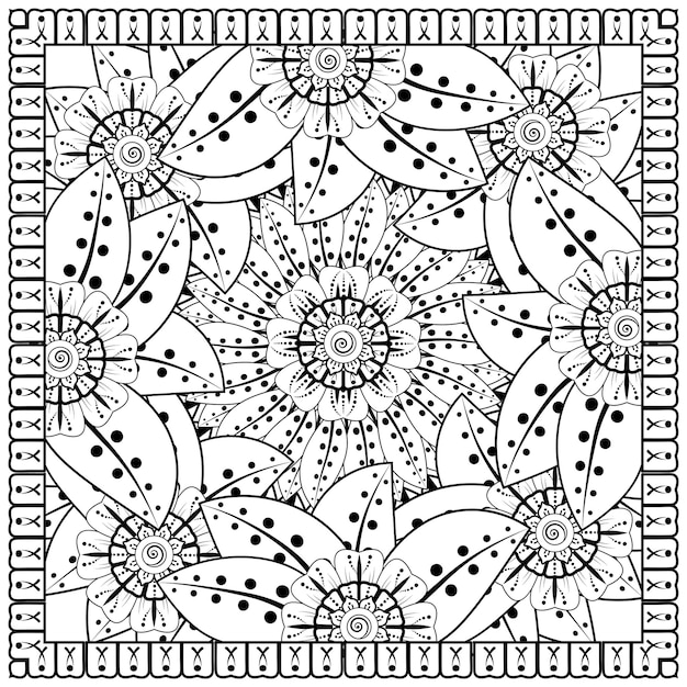 Ornement Décoratif Fleur Mehndi Dans Un Style Oriental Ethnique Doodle Ornement Contour Main Dessiner