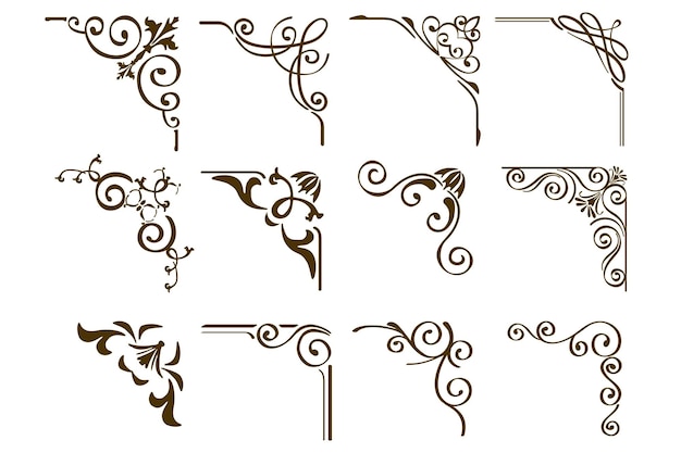 Ornement décoratif floral à la bordure des coins