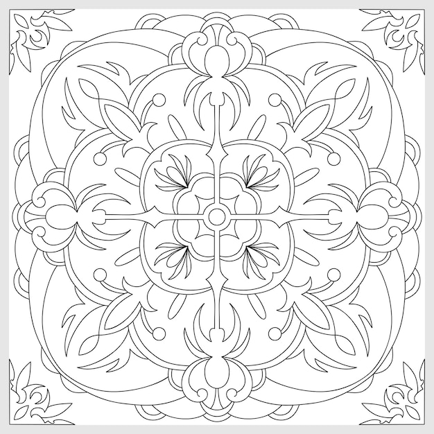 Ornement Décoratif De Vecteur. Motif De Tuile. Coloriage. Art Linéaire.