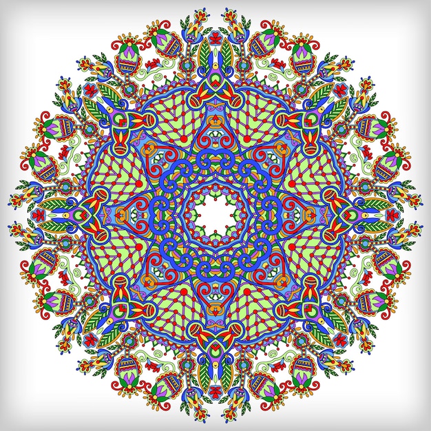 Vecteur ornement de dentelle de cercle rond motif de napperon géométrique ornemental