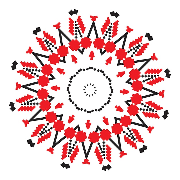 Ornement Ethnique Mandala Motifs Géométriques De Couleur Rouge