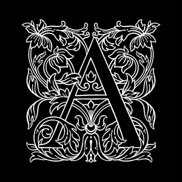 Ornement fleur Lettre A Monogramme