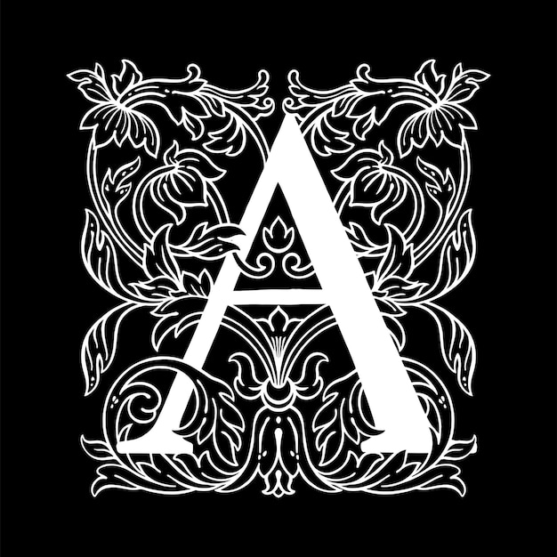 Ornement fleur Lettre A Monogramme