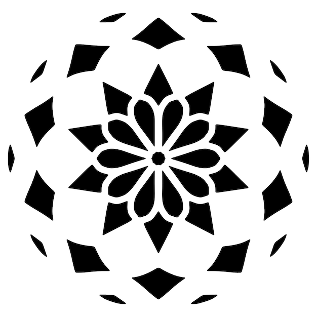 Ornement floral abstrait pochoir motif Mandala