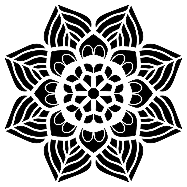 Ornement floral abstrait pochoir motif Mandala