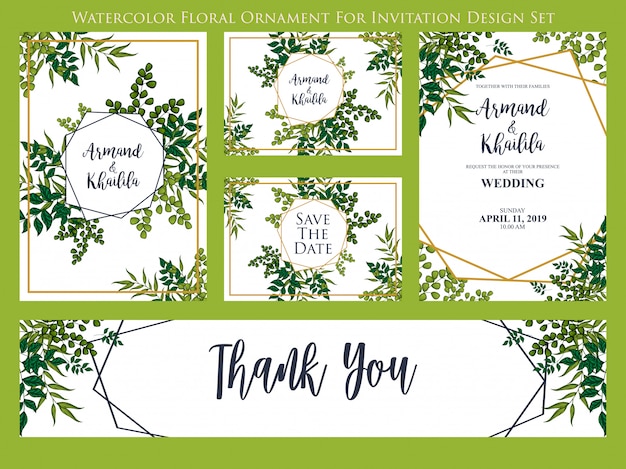 Ornement Floral Aquarelle Pour Jeu De Conception Invitation