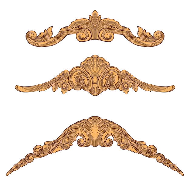 Ornement floral baroque victorien motif décoratif tourbillon calligraphique éléments en filigrane héraldique