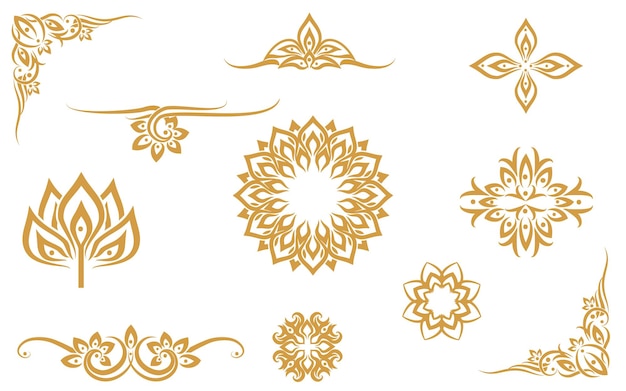 Ornement floral doré du Mandala