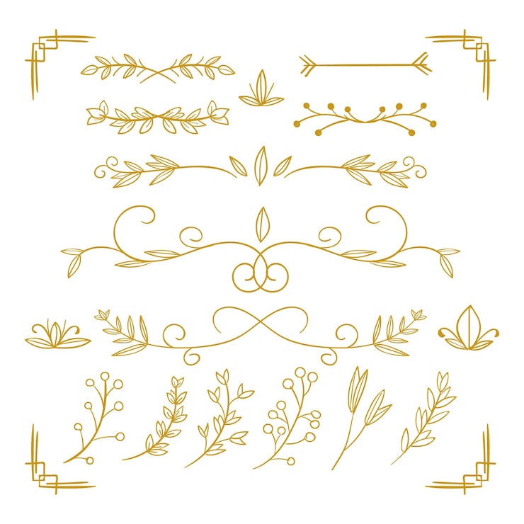 Vecteur ornement floral islamique oriental dessiné à la main, diviseurs de texte, fleurs et design vectoriel de laurier