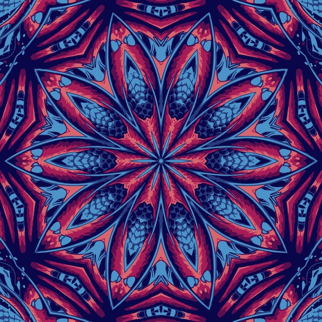 Ornement floral symétrique complexe abstrait mandala fractal fantastique