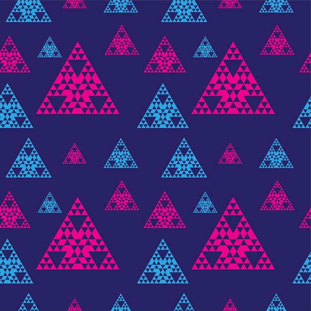 Ornement De Forme De Triangles Abstraits Colorés Modèle De Conception De Modèle Sans Couture Géométrique Triangulaire Thème De Couleur Bleu Rose Magenta