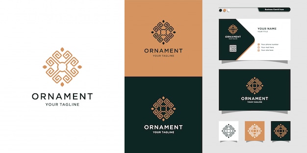 Ornement Ligne Art Logo Et Conception De Carte De Visite, Luxe, Abstrait, Beauté, Icône Premium