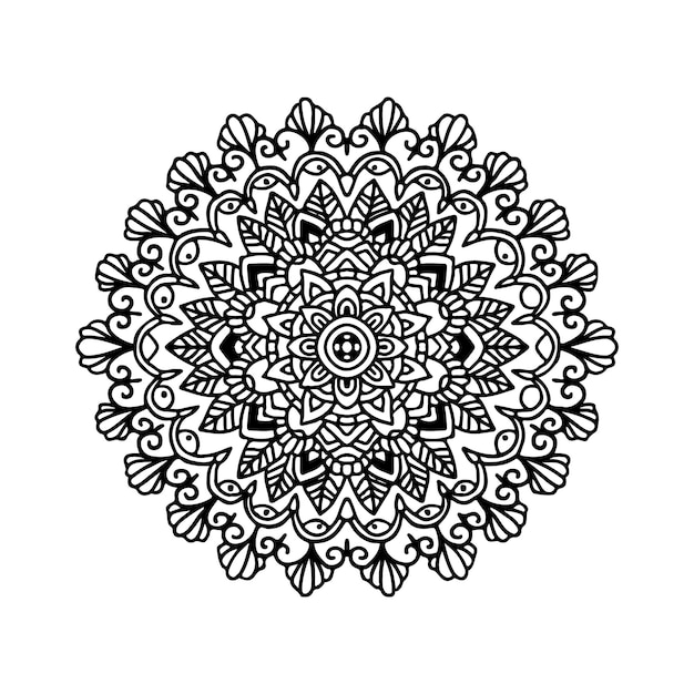 Ornement De Mandala Abstrait. Modèle Asiatique. Fond Authentique Noir Et Blanc. Illustration Vectorielle.