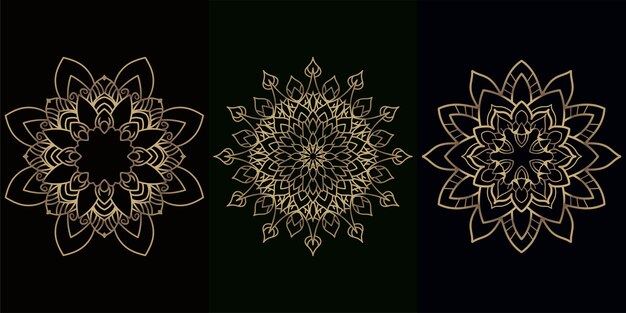 Ornement de mandala ou collection de jeu de fond de fleur.