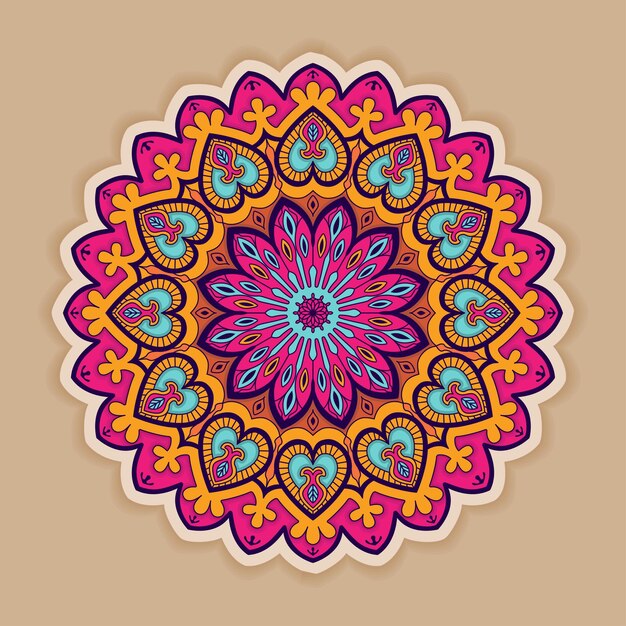 Vecteur ornement de mandala coloré