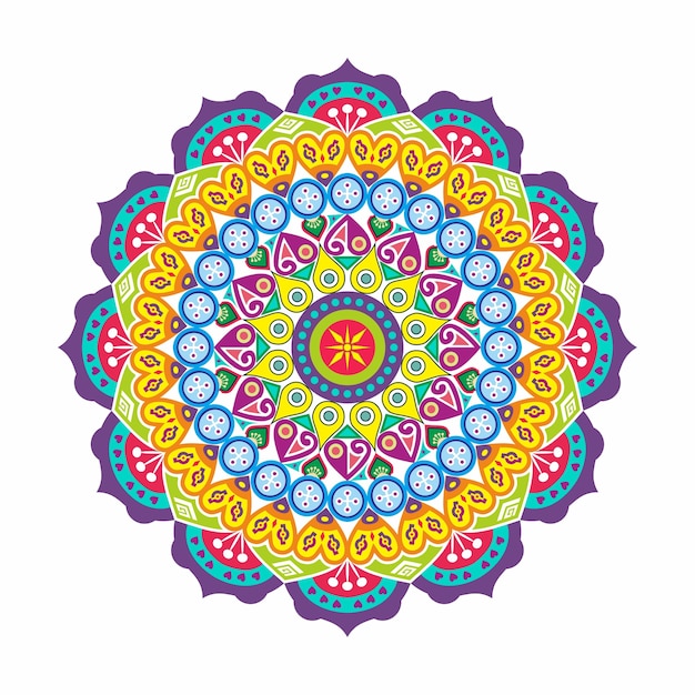 Ornement Mandala Avec Couleur