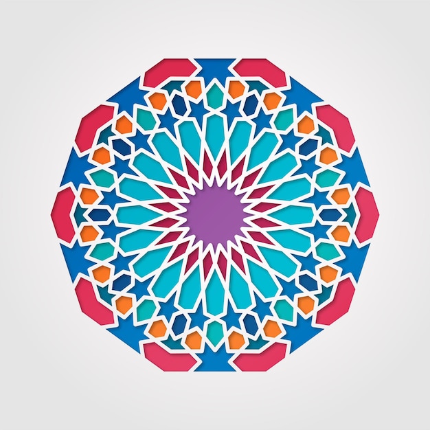 Ornement De Mandala Géométrique Islamique En Mosaïque Vecteur Gratuit