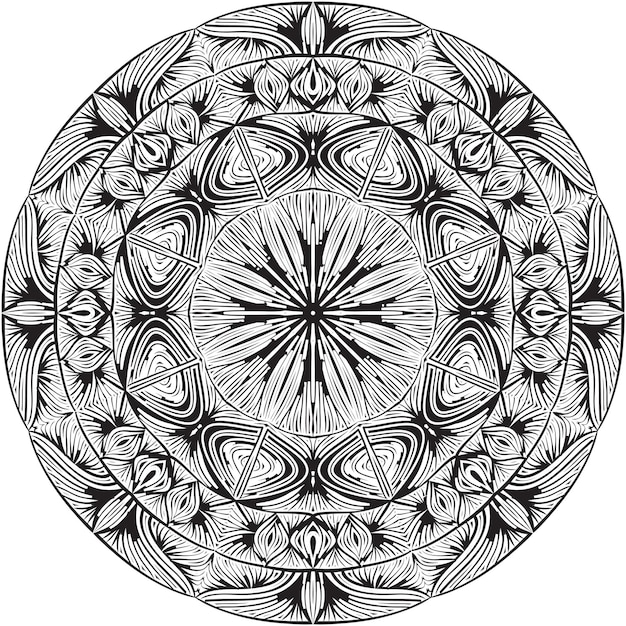 Vecteur ornement mandala noir