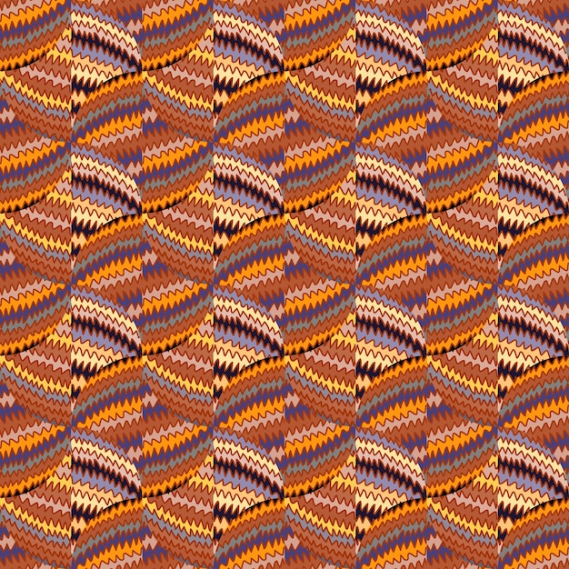 Ornement De Mosaïque De Lignes De Zigzag Dessinés à La Main Modèle Sans Couture De Vague Abstraite Dans Le Style Doodle Fond D'écran D'impression De Rayures Créatives