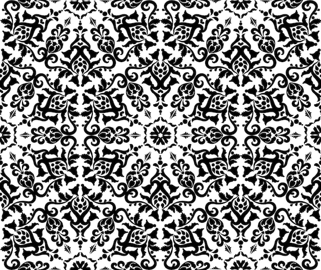 Ornement Oriental Seamless Texture Décorative Ornement Damassé Fond Vintage Noir Un