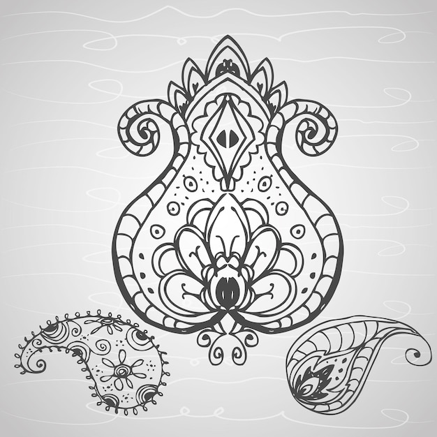 ornement de paisley dessin à la main illustration vectorielle