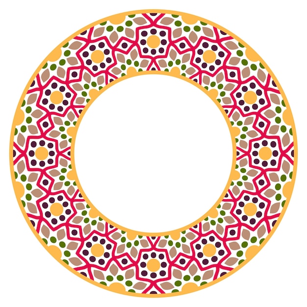 Ornement Rond Décoratif Bordure De Carreaux De Céramique Motif Pour Assiettes Ou Plats Motifs Arabes Indiens Islamiques Motif En Porcelaine Bordure D'ornement Floral Abstrait