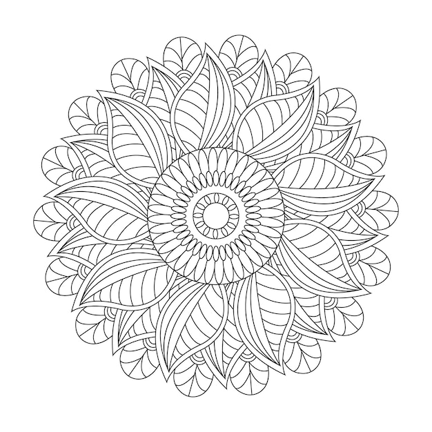 Ornement Rond Floral Abstrait Couverture De Fond De Mandala Conception Pour Page De Livre De Coloriage Adulte Conception Graphique D'illustration Vectorielle