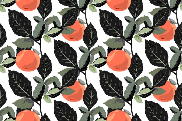 Ornement Sans Couture De Légumes De Vecteur Avec Des Mandarines Fruits Oranges Avec Des Feuilles Vert Foncé