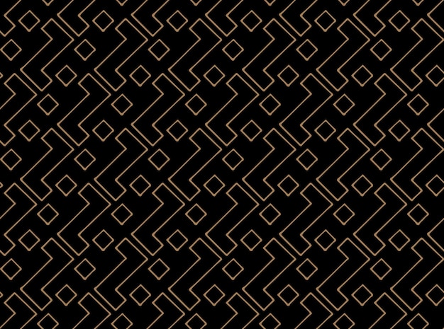 Ornement En Zigzag Doré Dessiné à La Main Grecque Sans Couture Sur La Texture De Motif De Fond De Luxe Noir